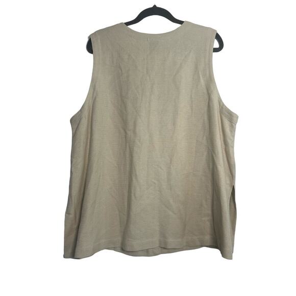 NWT Eileen Fisher Tan Silk Viscose Button Front Sleeveless Vest Sz M/L - Picture 5 of 6